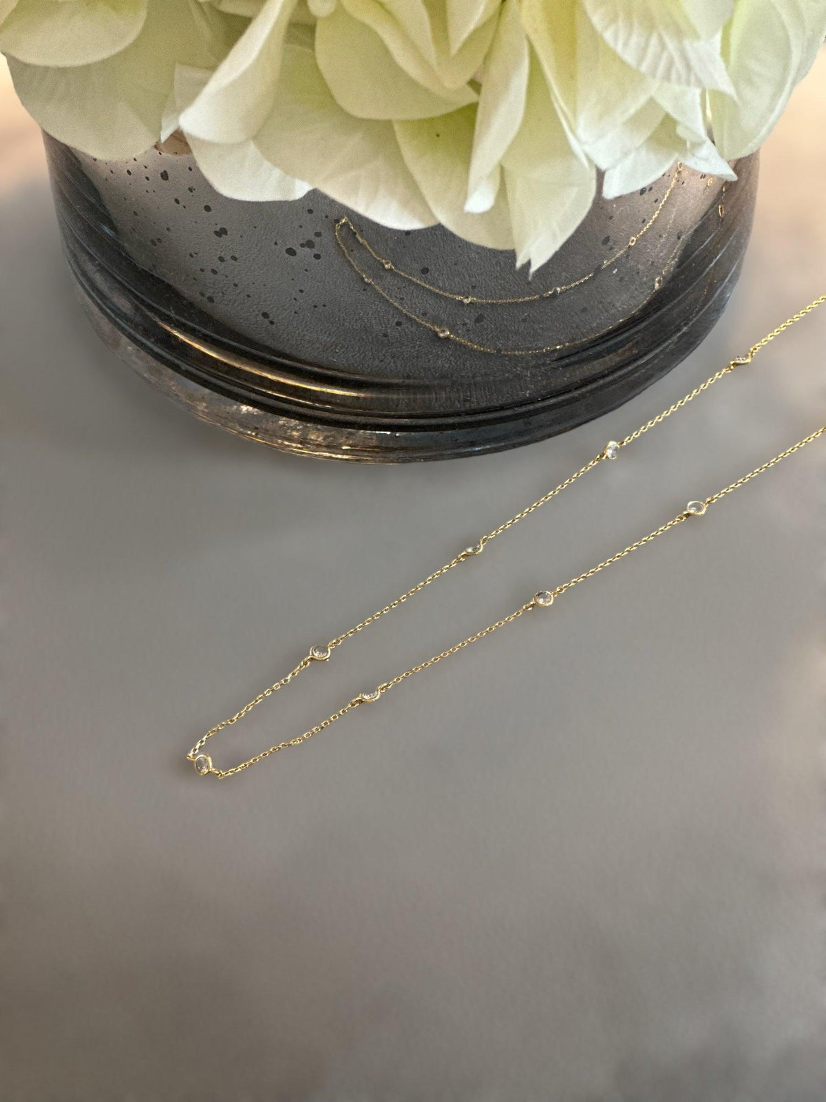 Round CZ Station Necklace - Amelia K. Luxe