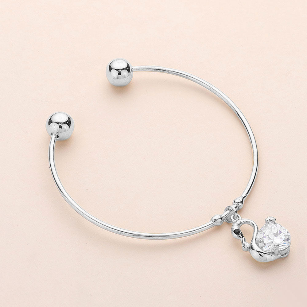 Swan Charm Cuff Bracelet