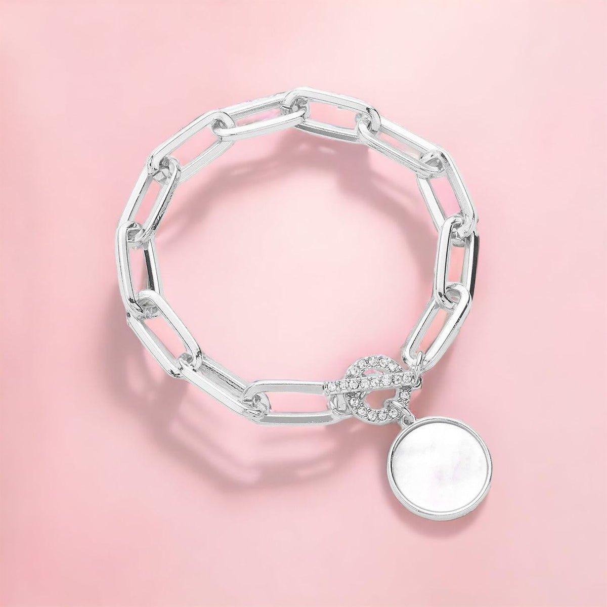 Pearl Disc Charm Toggle Bracelet - Amelia K. Luxe