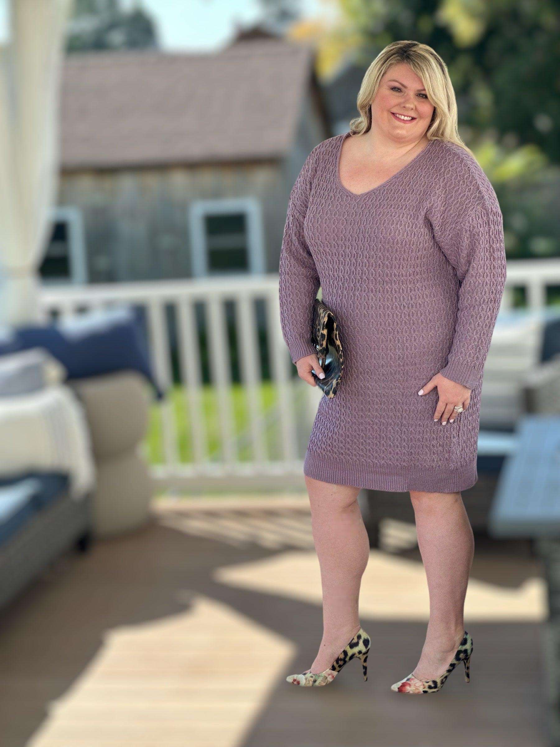 Purple Shadows Sweater Dress - Main Image