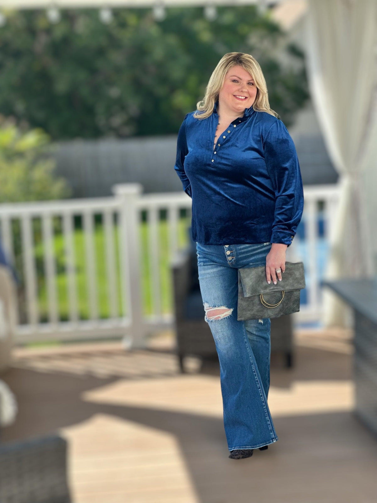 Blue Luxury Velvet Top - Amelia K. Luxe