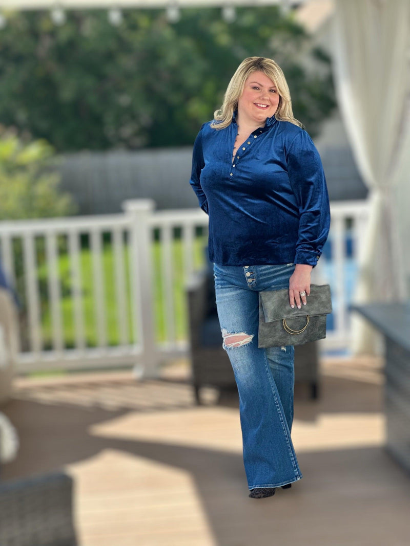 Blue Luxury Velvet Top - Amelia K. Luxe