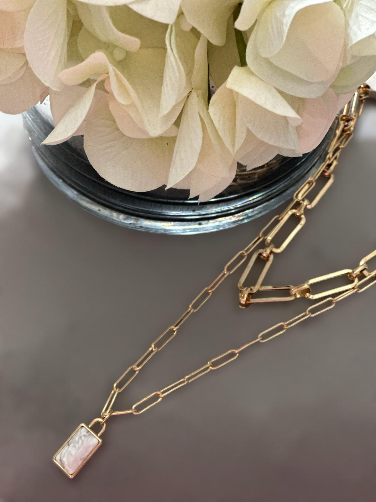 Natural Stone Pendant Layered Necklace - Amelia K. Luxe