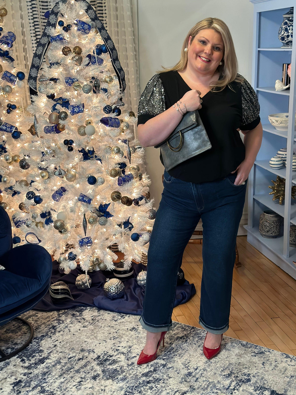 Sequin Puff Sleeve Top - Amelia K. Luxe