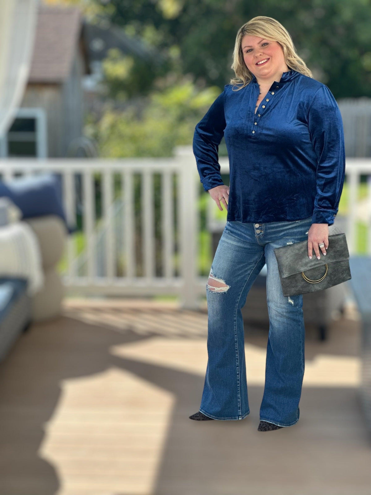 Blue Luxury Velvet Top - Amelia K. Luxe