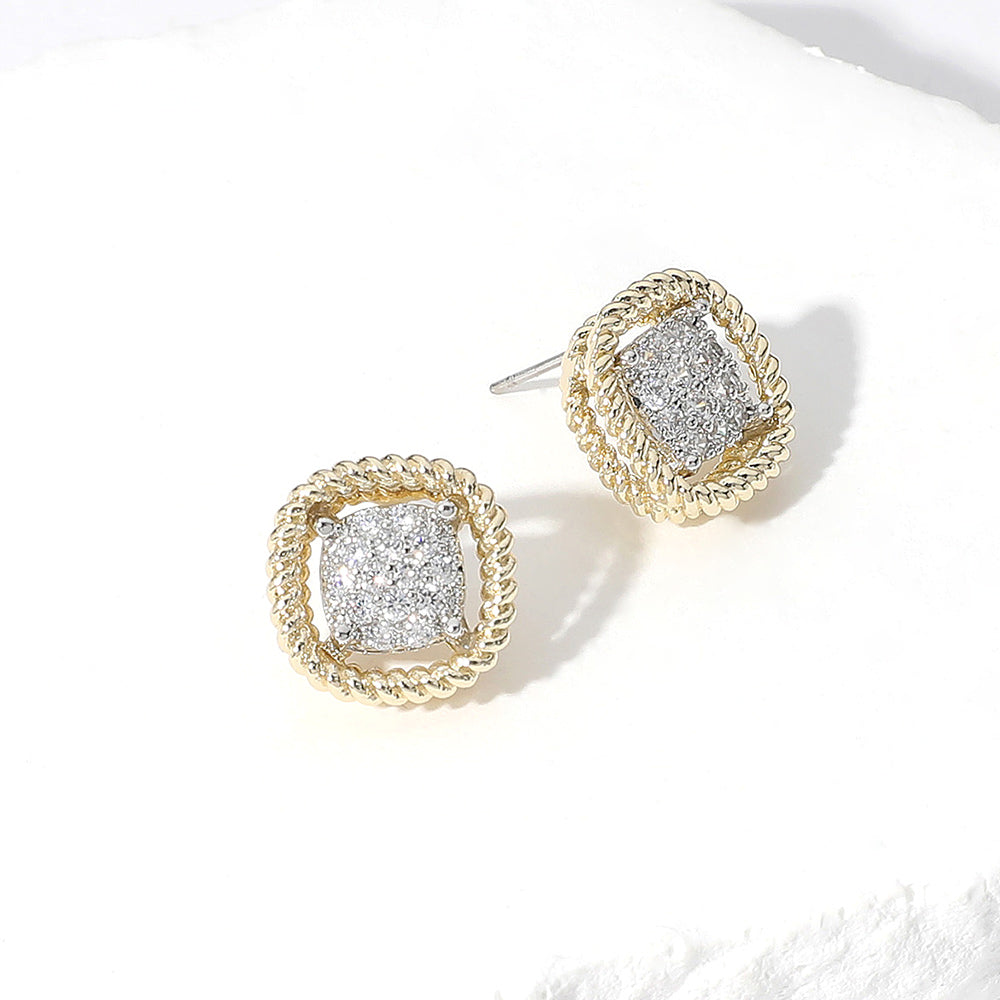 Curved Square Stud Earrings