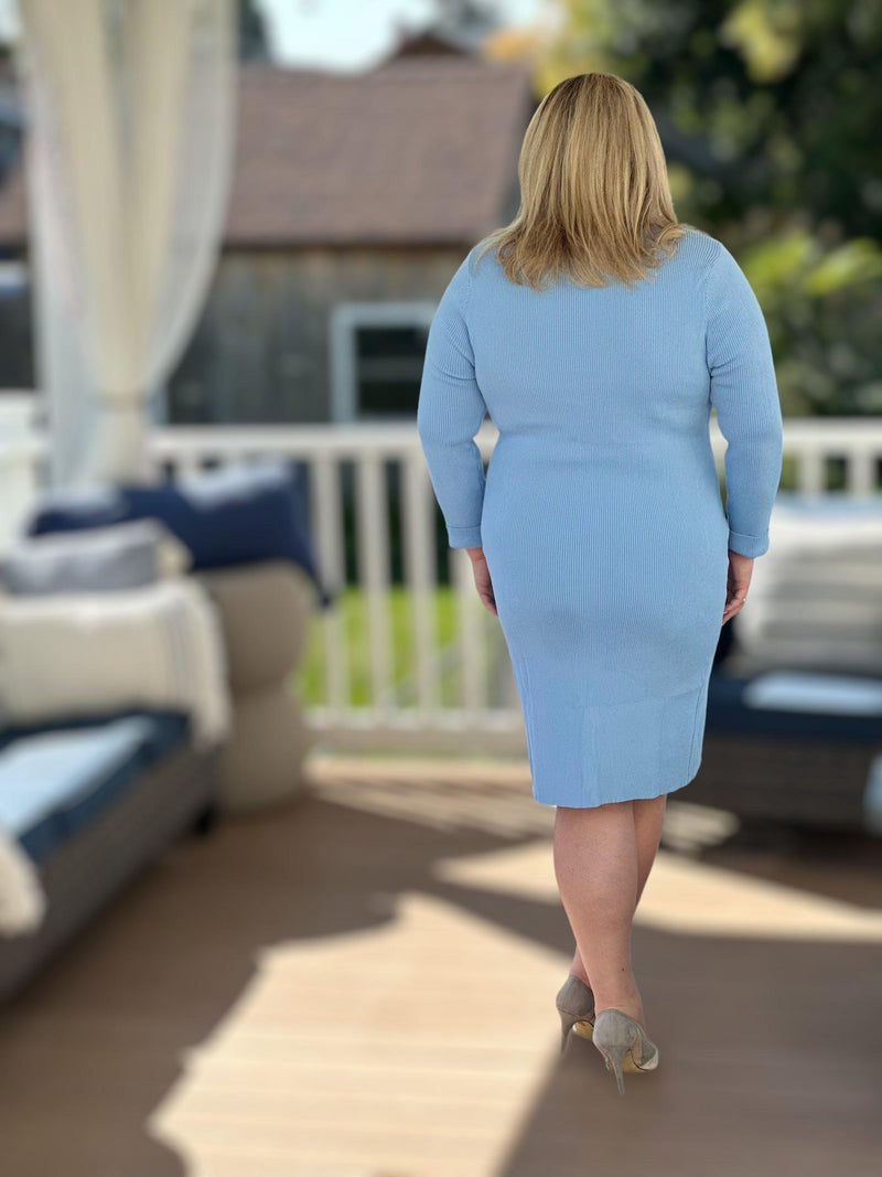 Button Down V-Neck Midi - Amelia K. Luxe