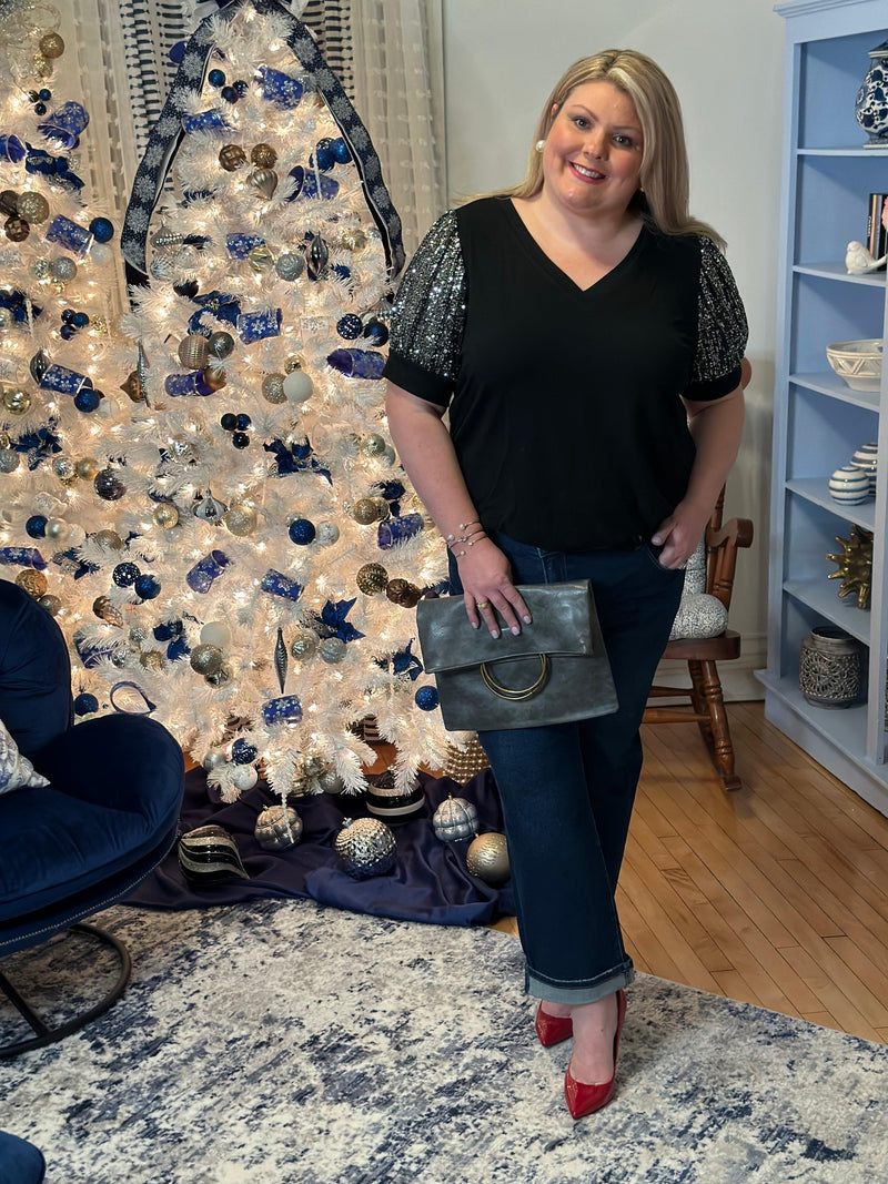 Sequin Puff Sleeve Top - Amelia K. Luxe