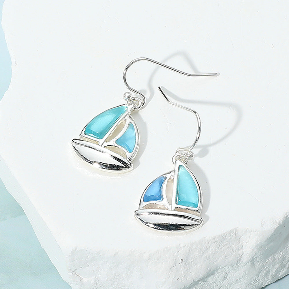 Sea Glass Boat Earrings