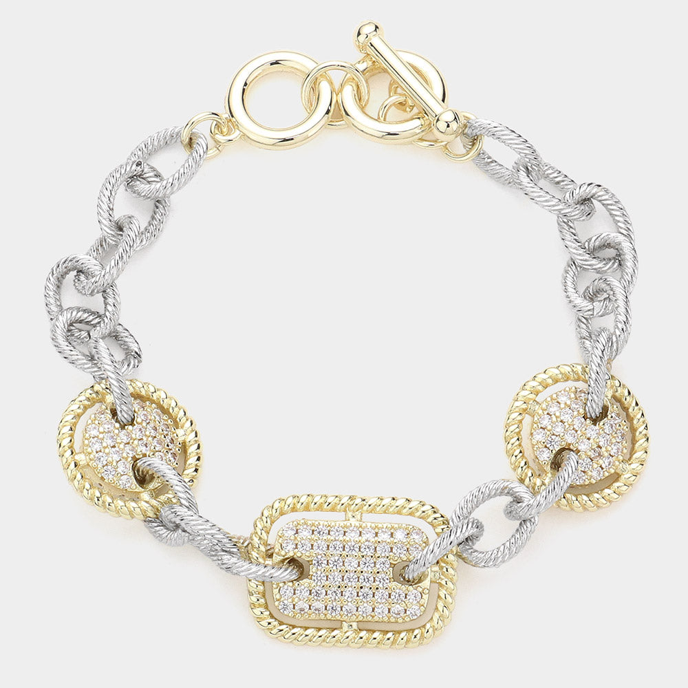 CZ Pave Toggle Bracelet