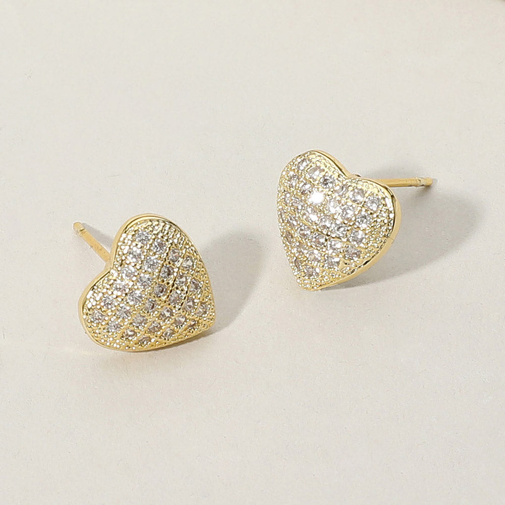 Pave Heart Stud Earrings