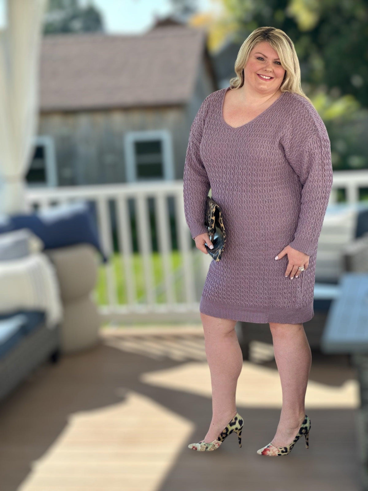 Purple Shadows Sweater Dress - Amelia K. Luxe
